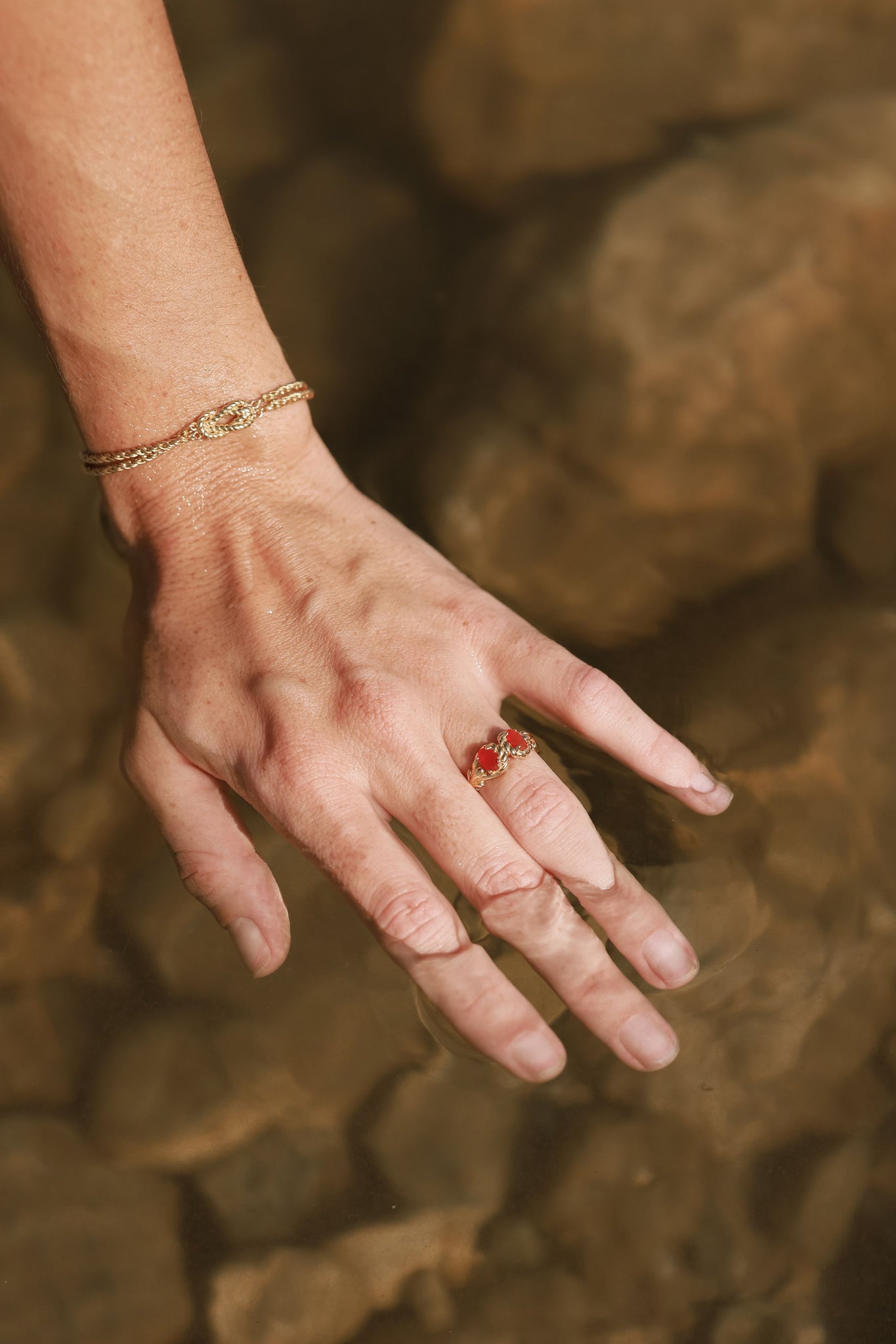 Scarlet Rope Double Stone Ring