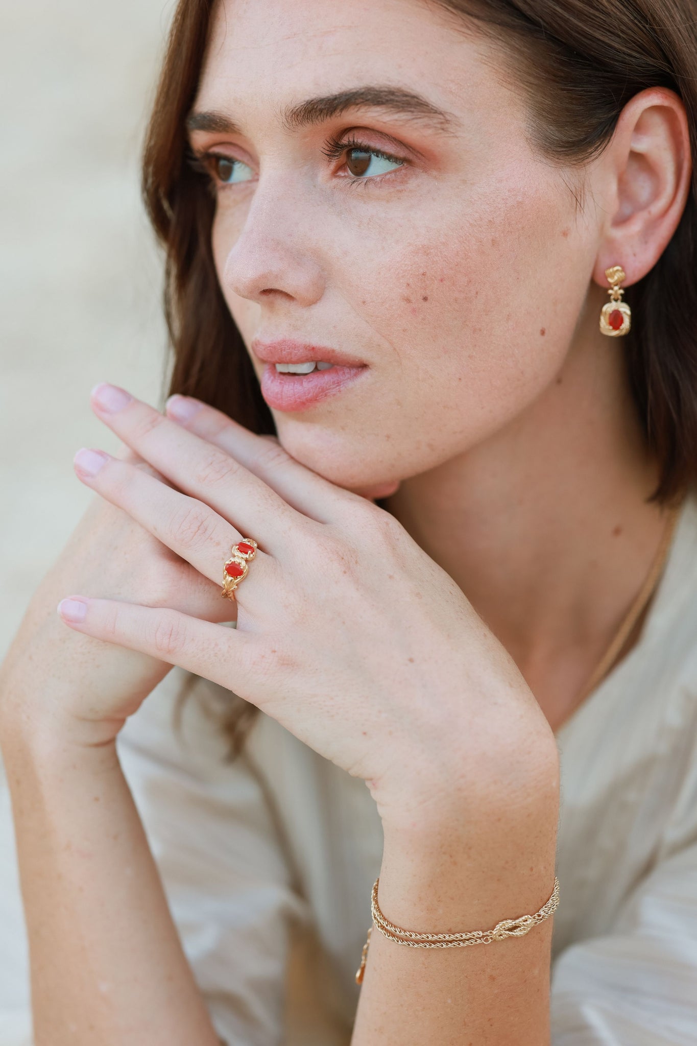 Scarlet Rope Double Stone Ring